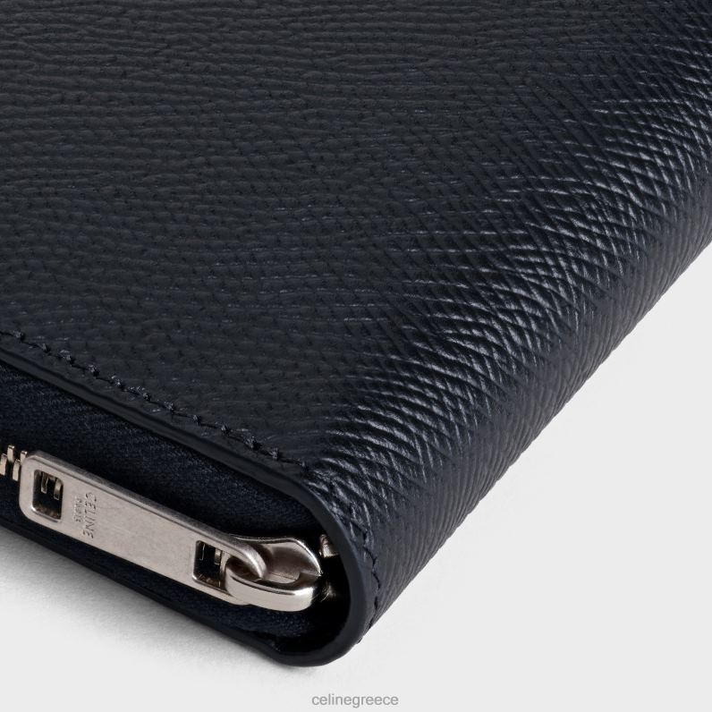 μεγάλο πορτοφόλι με φερμουάρ από δέρμα μοσχαριού άνδρες CELINE 640PT2168 αξεσουάρ μαύρος