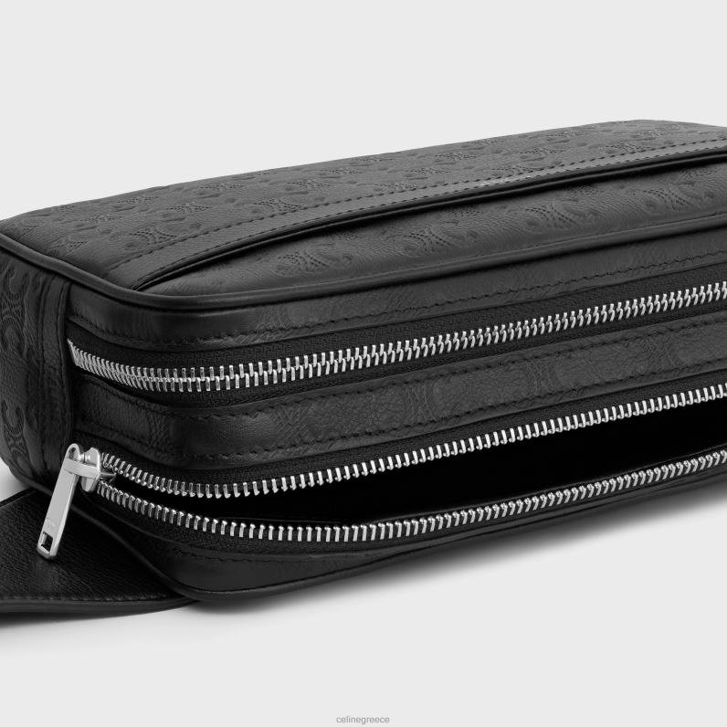 τσάντα ζώνης από δέρμα μοσχαριού με ανάγλυφο θρίαμβο άνδρες CELINE 640PT2079 αξεσουάρ μαύρος