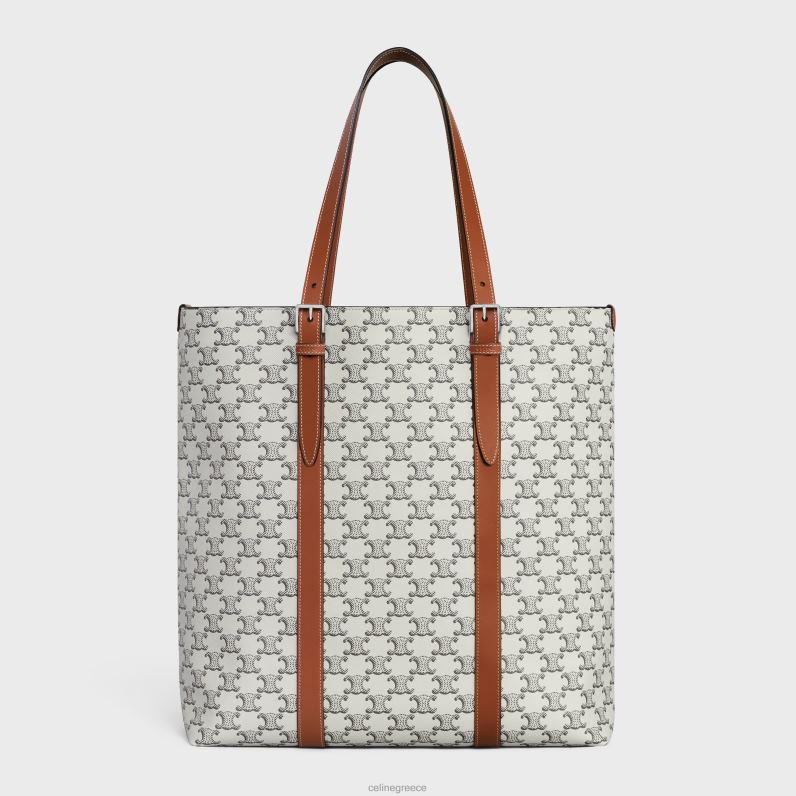 καμπάνες με πόρπη σε καμβά θριάμβου & δέρμα μοσχαριού άνδρες CELINE 640PT2100 αξεσουάρ μαύρισμα/εκρού