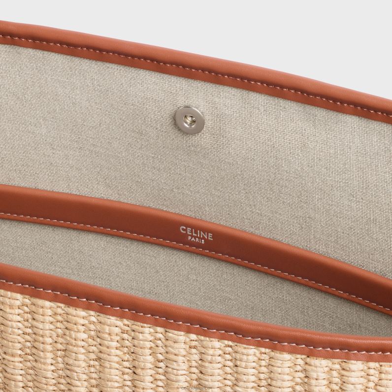 μεγάλες καμπάνες σε ύφασμα εφέ ραφίας με κέντημα άνδρες CELINE 640PT2110 αξεσουάρ φυσικός/μαύρισμα