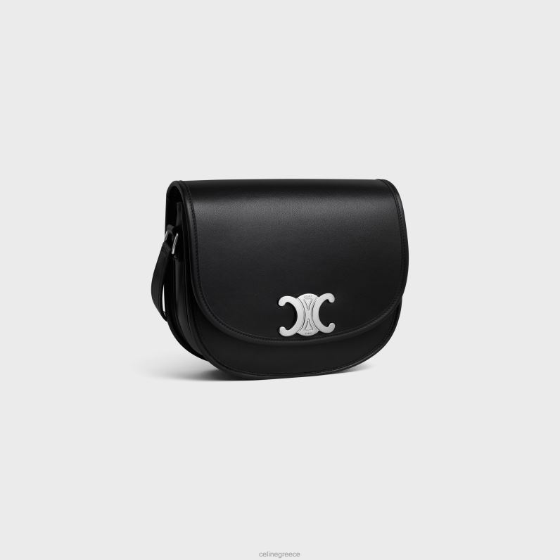 μεσαίο θρίαμβο besace σε ελαστικό φυσικό δέρμα μοσχαριού άνδρες CELINE 640PT2105 αξεσουάρ μαύρος