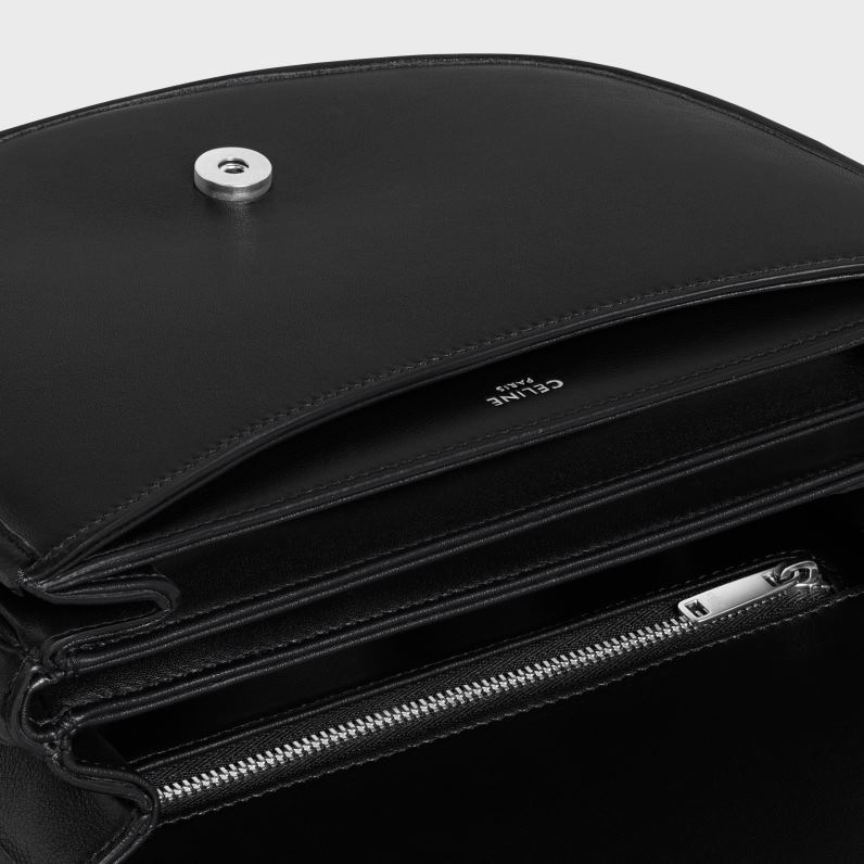 μεσαίο θρίαμβο besace σε ελαστικό φυσικό δέρμα μοσχαριού άνδρες CELINE 640PT2105 αξεσουάρ μαύρος