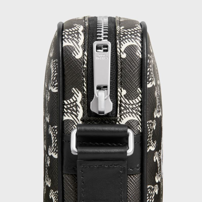 medium messenger τσάντα σε καμβά triomphe δίχρωμη με στάμπα άνδρες CELINE 640PT2082 αξεσουάρ μαύρο άσπρο