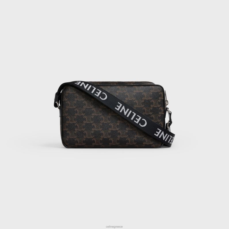 medium messenger τσάντα σε καμβά triomphe άνδρες CELINE 640PT2089 αξεσουάρ μαύρος