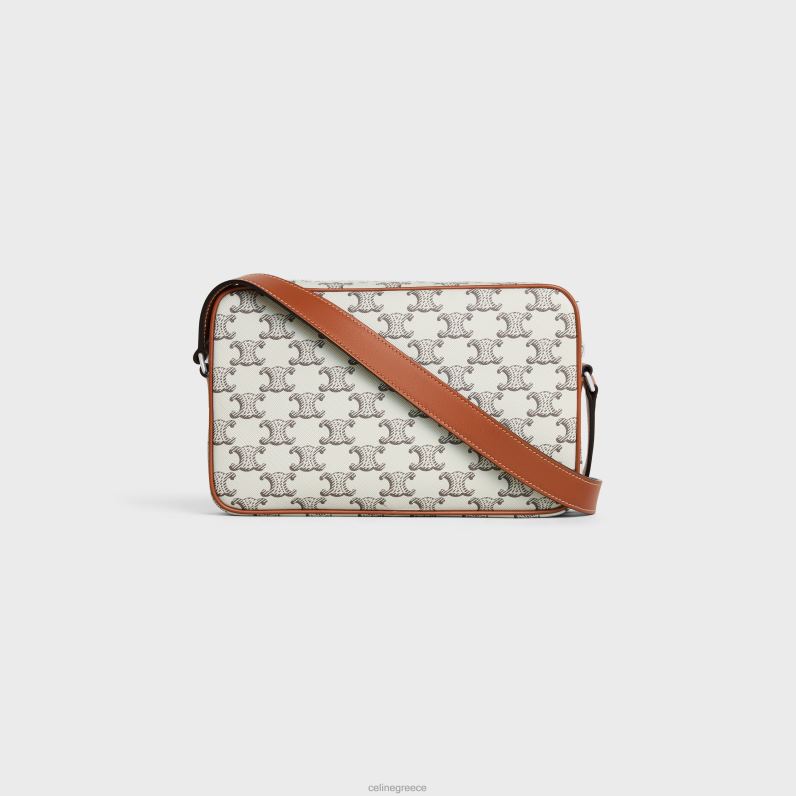 medium messenger τσάντα σε καμβά triomphe με στάμπα άνδρες CELINE 640PT2091 αξεσουάρ μαύρισμα/εκρού