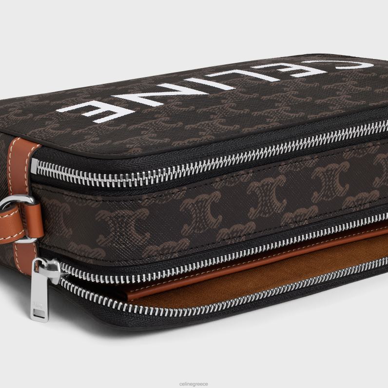 messenger διπλό φερμουάρ σε καμβά θριάμβου με εκτύπωση άνδρες CELINE 640PT2081 αξεσουάρ βυρσοδέψω