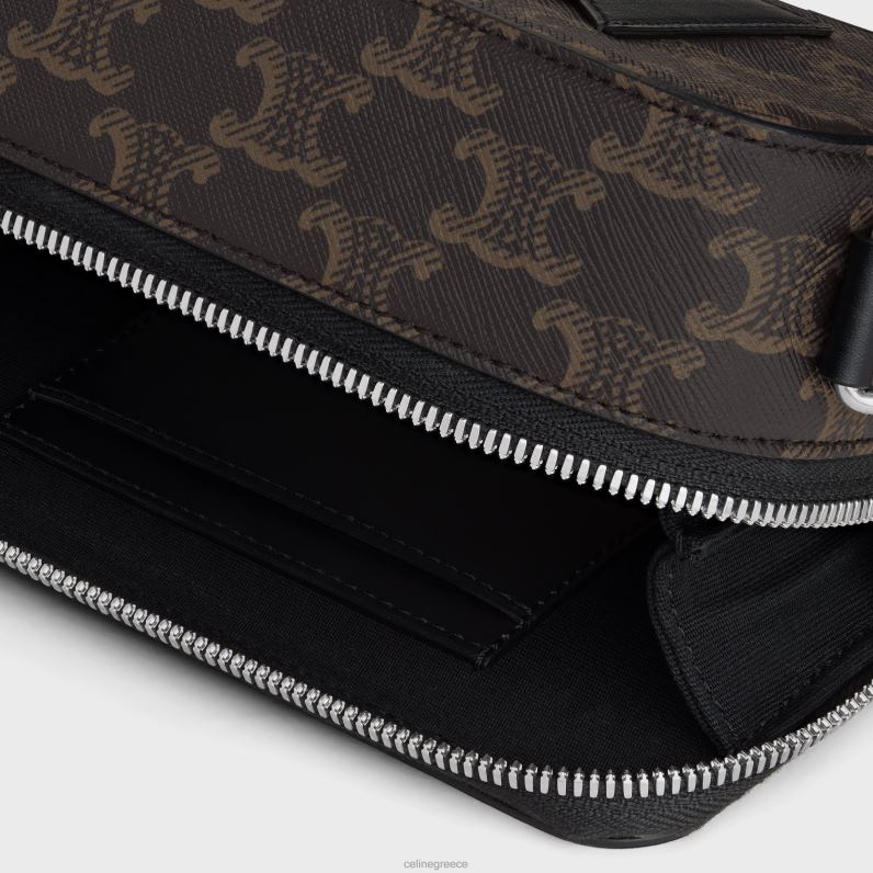 mini messenger box σε καμβά triomphe & δέρμα μοσχαριού άνδρες CELINE 640PT2094 αξεσουάρ μαύρος