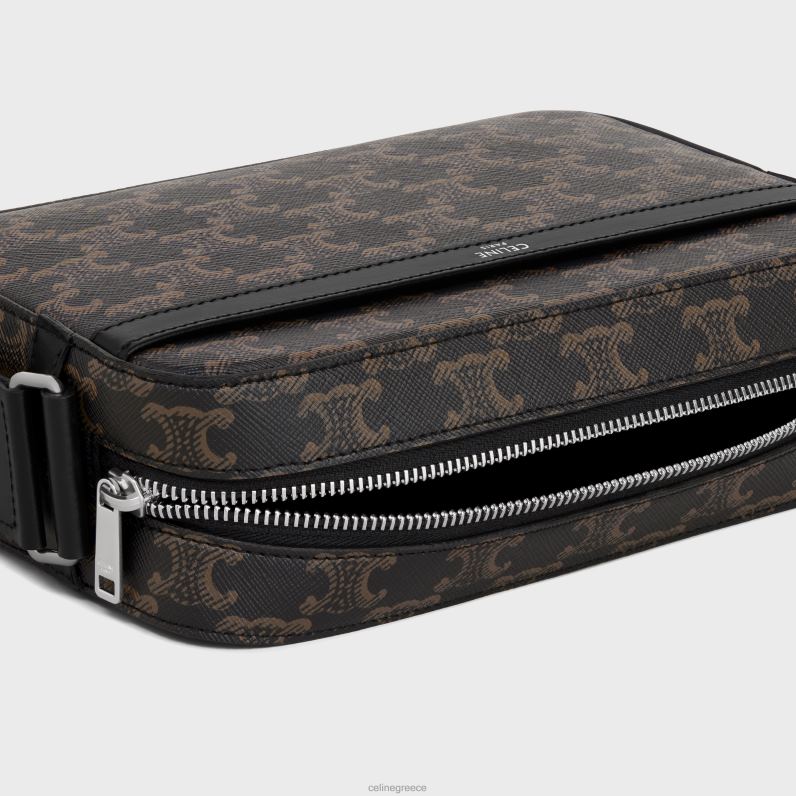 multi messenger σε καμβά triomphe & δέρμα μοσχαριού άνδρες CELINE 640PT2093 αξεσουάρ μαύρος
