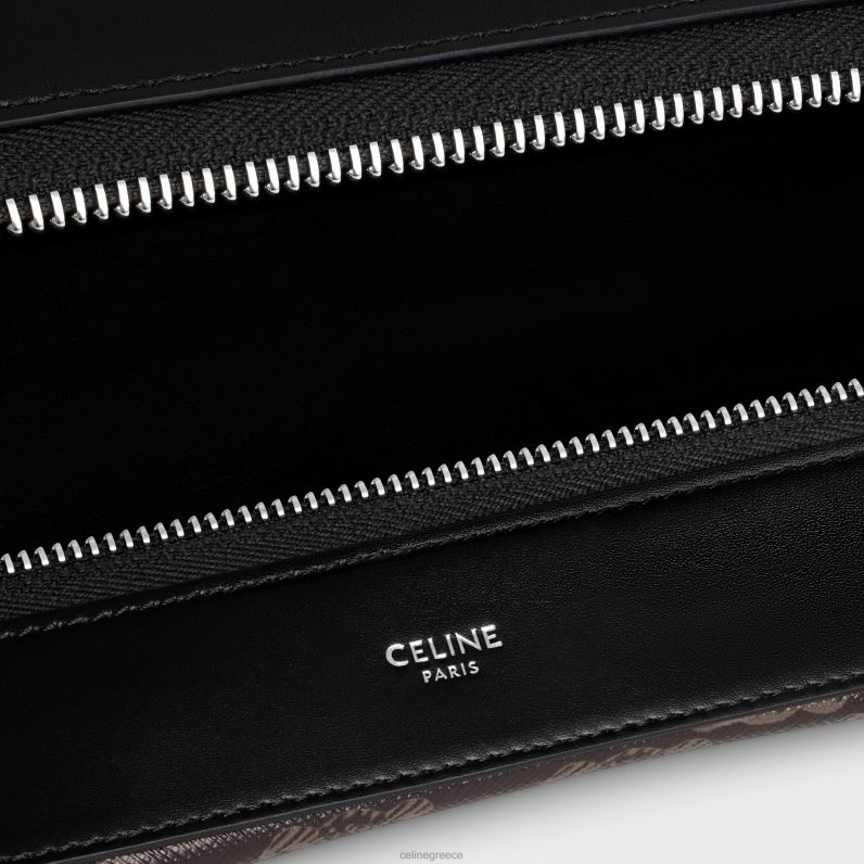 μεγάλο λουρί romy σε καμβά triomphe & δέρμα μοσχαριού άνδρες CELINE 640PT2075 αξεσουάρ μαύρος