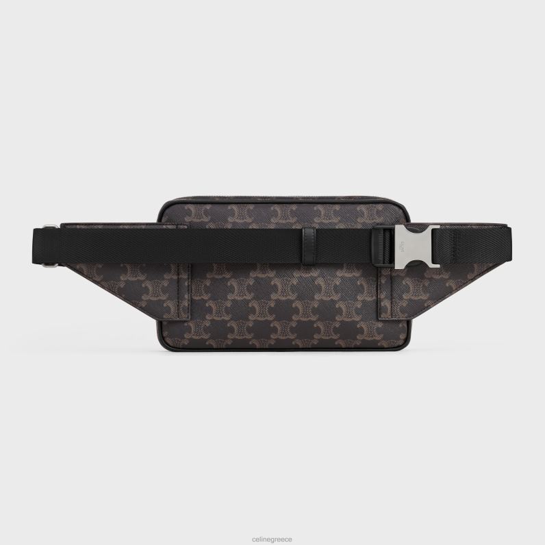 τσάντα ζώνης σε καμβά triomphe & δέρμα μοσχαριού άνδρες CELINE 640PT2080 αξεσουάρ μαύρος