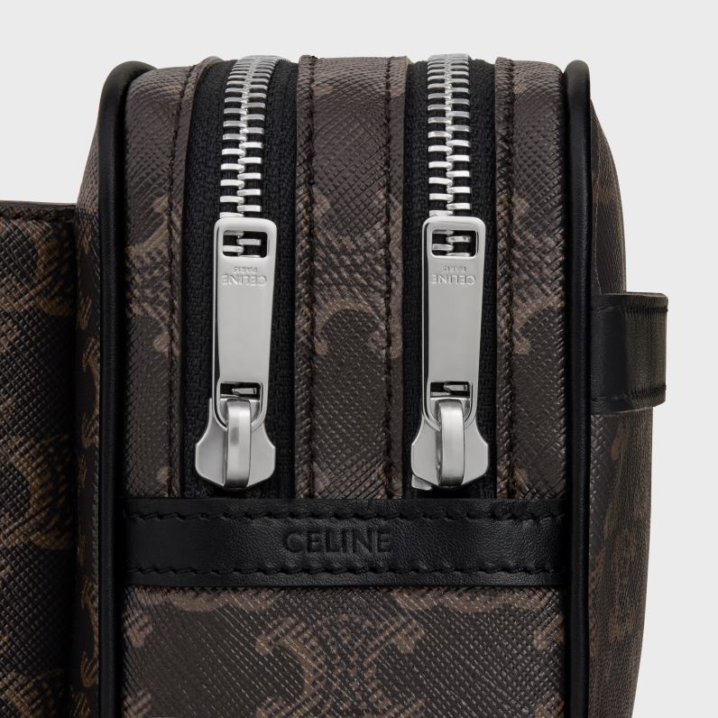 τσάντα ζώνης σε καμβά triomphe & δέρμα μοσχαριού άνδρες CELINE 640PT2080 αξεσουάρ μαύρος