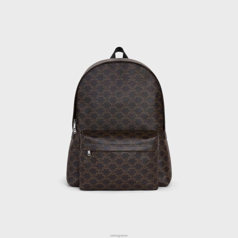 μεσαίο σακίδιο πλάτης σε καμβά triomphe & δέρμα μοσχαριού άνδρες CELINE 640PT2086 αξεσουάρ μαύρος