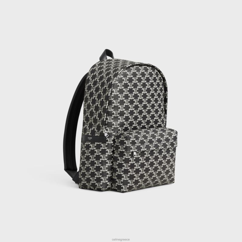 μεσαίο σακίδιο πλάτης σε καμβά triomphe δίχρωμο & δέρμα μοσχαριού άνδρες CELINE 640PT2087 αξεσουάρ μαύρο άσπρο
