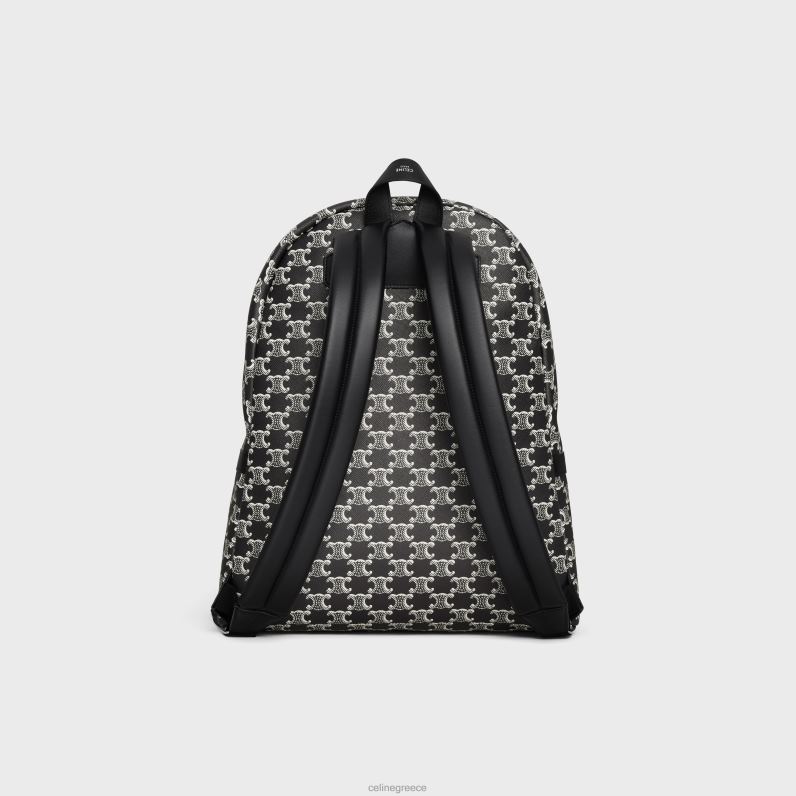 μεσαίο σακίδιο πλάτης σε καμβά triomphe δίχρωμο & δέρμα μοσχαριού άνδρες CELINE 640PT2087 αξεσουάρ μαύρο άσπρο