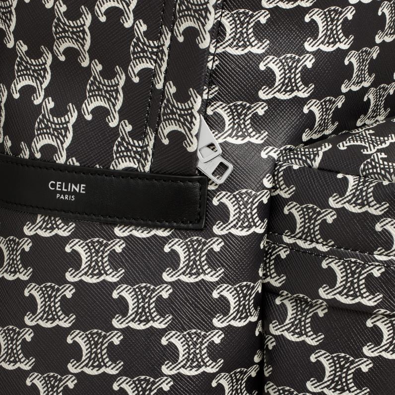 μεσαίο σακίδιο πλάτης σε καμβά triomphe δίχρωμο & δέρμα μοσχαριού άνδρες CELINE 640PT2087 αξεσουάρ μαύρο άσπρο