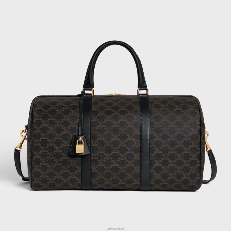 μεσαία τσάντα ταξιδιού σε καμβά triomphe & δέρμα μοσχαριού άνδρες CELINE 640PT2088 αξεσουάρ μαύρος