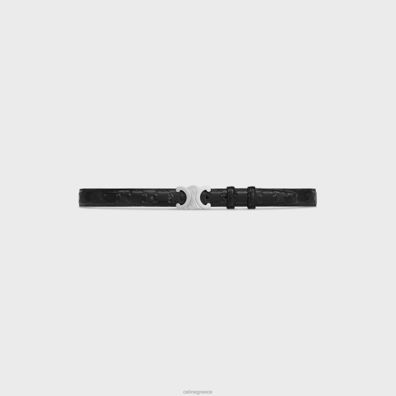 ζώνη μεσαίου θριάμβου σε taurillon με ανάγλυφο θρίαμβο άνδρες CELINE 640PT2194 αξεσουάρ μαύρος