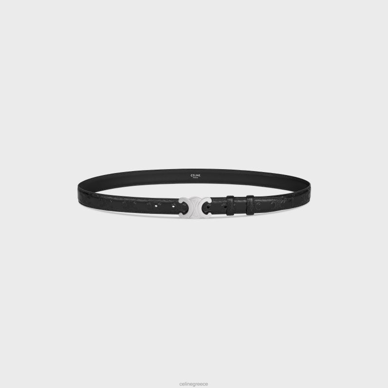 ζώνη μεσαίου θριάμβου σε taurillon με ανάγλυφο θρίαμβο άνδρες CELINE 640PT2194 αξεσουάρ μαύρος