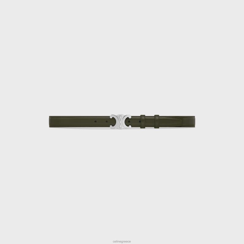μεσαία ζώνη θριάμβου από δέρμα taurillon άνδρες CELINE 640PT2202 αξεσουάρ σκοτεινός στρατός