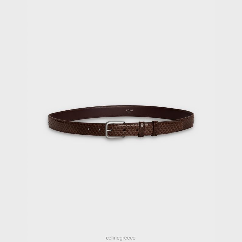 κομψή ζώνη με τετράγωνη πόρπη σε watersnake άνδρες CELINE 640PT2208 αξεσουάρ ecorce