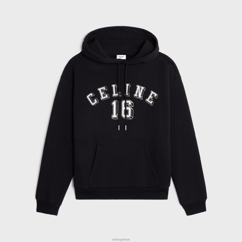 16 φαρδιά hoodie από βαμβακερό φλις άνδρες CELINE 640PT1809 ενδύματα μαύρο άσπρο