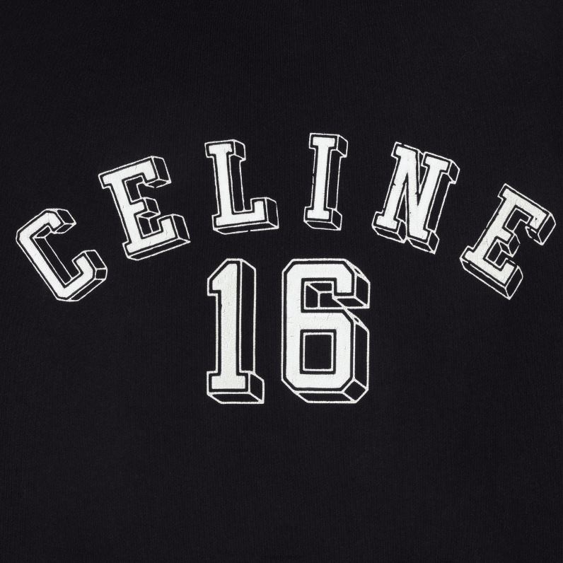 16 φαρδιά hoodie από βαμβακερό φλις άνδρες CELINE 640PT1809 ενδύματα μαύρο άσπρο