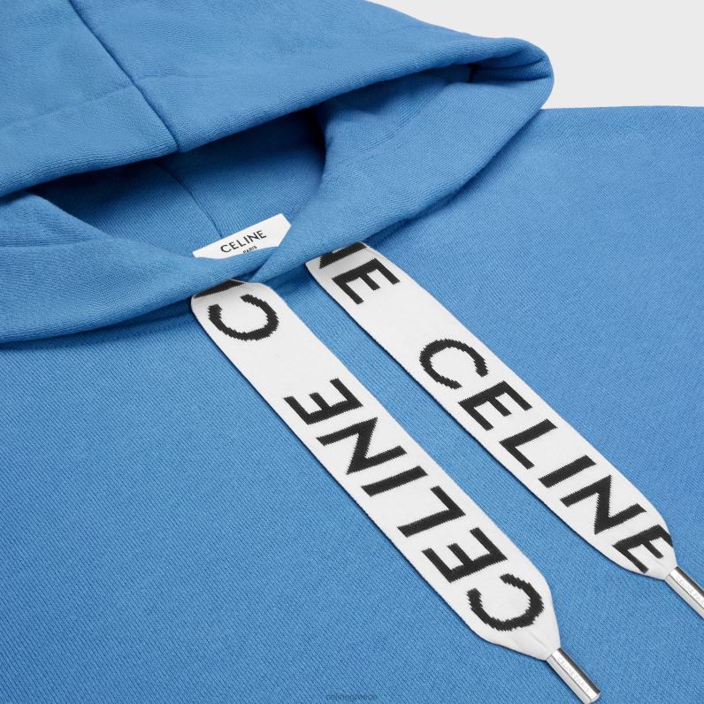 φαρδύ φούτερ από βαμβακερό φλις άνδρες CELINE 640PT1812 ενδύματα βρώμικο μπλε