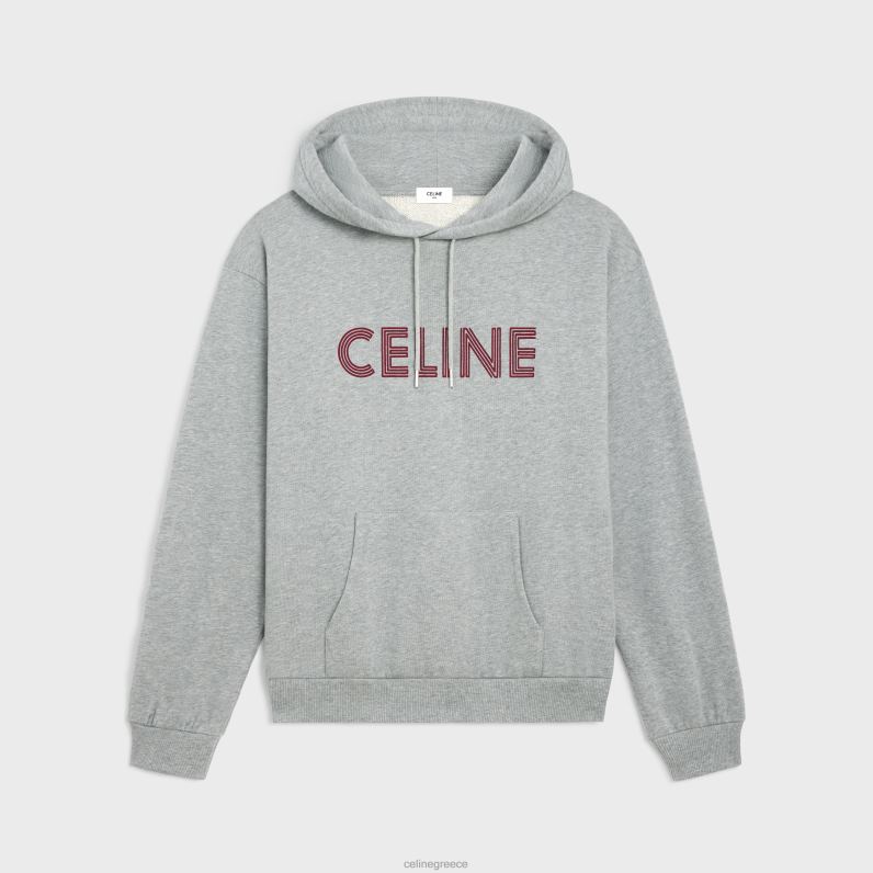 φαρδύ φούτερ από βαμβακερό φλις άνδρες CELINE 640PT1941 ενδύματα γκρι μελανζ/μπορντό