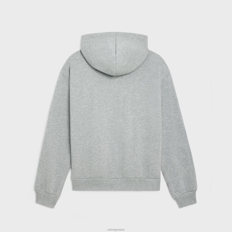 φαρδύ φούτερ από βαμβακερό φλις άνδρες CELINE 640PT1941 ενδύματα γκρι μελανζ/μπορντό