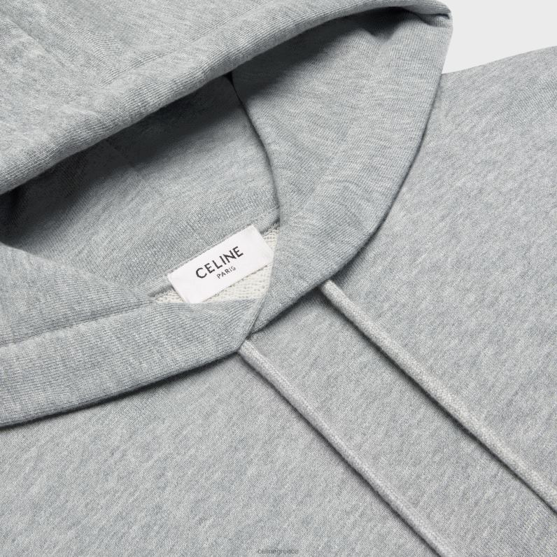 φαρδύ φούτερ από βαμβακερό φλις άνδρες CELINE 640PT1941 ενδύματα γκρι μελανζ/μπορντό