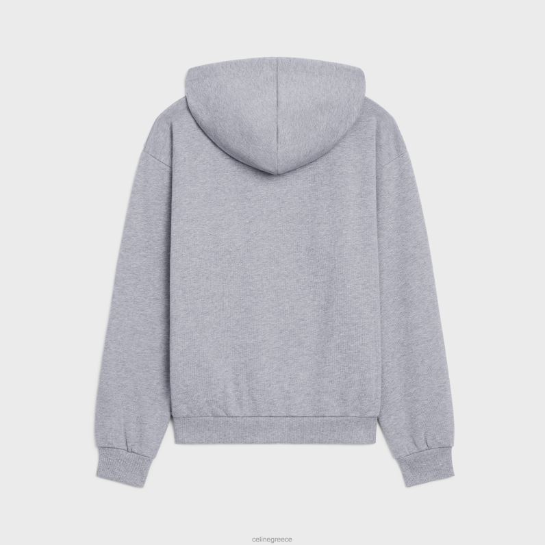 φαρδύ φούτερ από βαμβακερό φλις άνδρες CELINE 640PT1945 ενδύματα γκρι/μαύρο