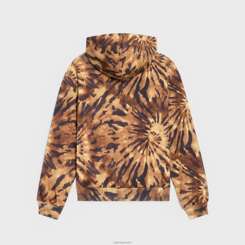 φαρδιά κουκούλα σε φλις ζέρσεϊ άνδρες CELINE 640PT1946 ενδύματα καφέ / μαύρο / υπόλευκο