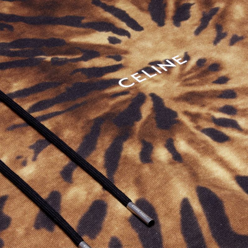 φαρδιά κουκούλα σε φλις ζέρσεϊ άνδρες CELINE 640PT1946 ενδύματα καφέ / μαύρο / υπόλευκο