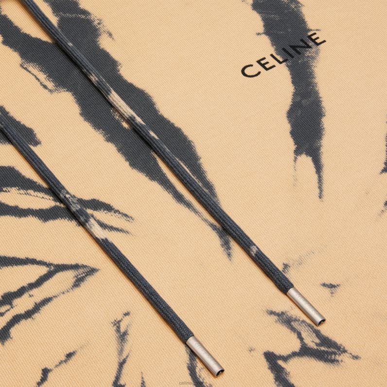 φαρδύ φούτερ από βαμβακερό φλις άνδρες CELINE 640PT1947 ενδύματα γκρι/μπεζ/μαύρο