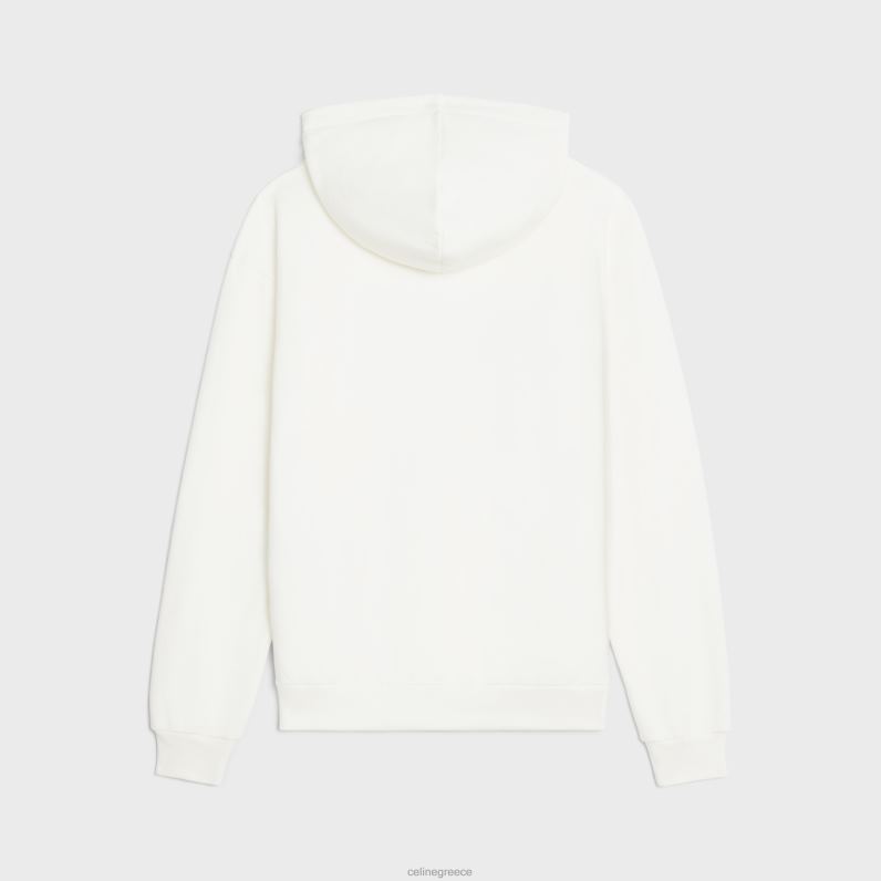 Χαλαρό κουκούλα κυμάτων από βαμβακερό φλις άνδρες CELINE 640PT1948 ενδύματα υπόλευκο/μπλε