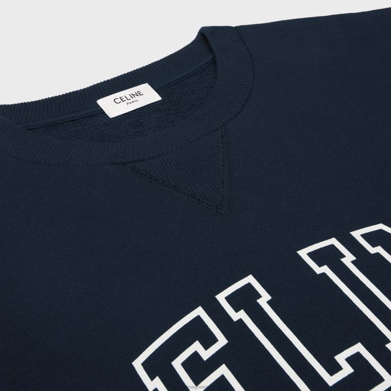 φαρδιά φούτερ από βαμβακερό φλις άνδρες CELINE 640PT1811 ενδύματα navy/off white