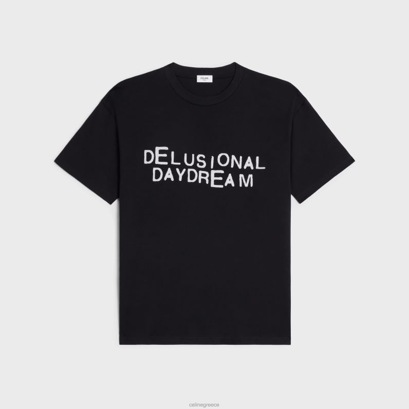 παραληρηματικό μπλουζάκι αφηρημάδας από βαμβάκι άνδρες CELINE 640PT1813 ενδύματα μαύρο άσπρο