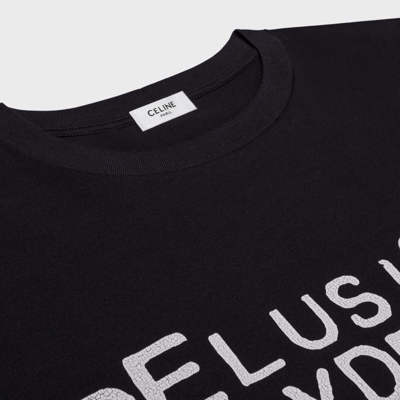 παραληρηματικό μπλουζάκι αφηρημάδας από βαμβάκι άνδρες CELINE 640PT1813 ενδύματα μαύρο άσπρο