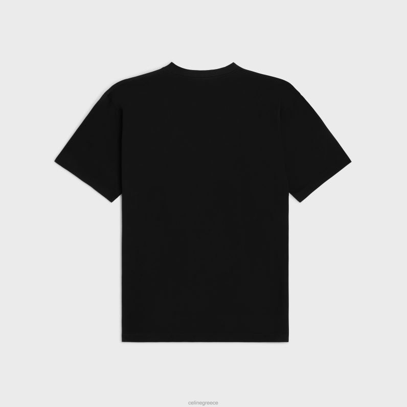 φαρδύ μπλουζάκι σε βαμβακερή φανέλα άνδρες CELINE 640PT1815 ενδύματα μαύρο/χρυσοκίτρινο/ασπρόμαυρο