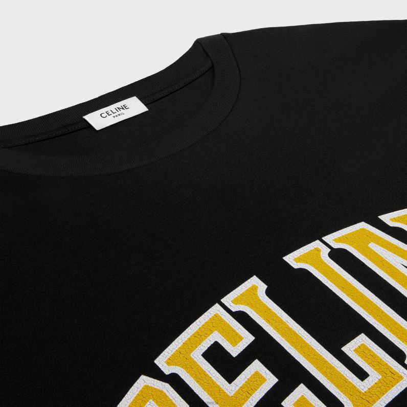 φαρδύ μπλουζάκι σε βαμβακερή φανέλα άνδρες CELINE 640PT1815 ενδύματα μαύρο/χρυσοκίτρινο/ασπρόμαυρο