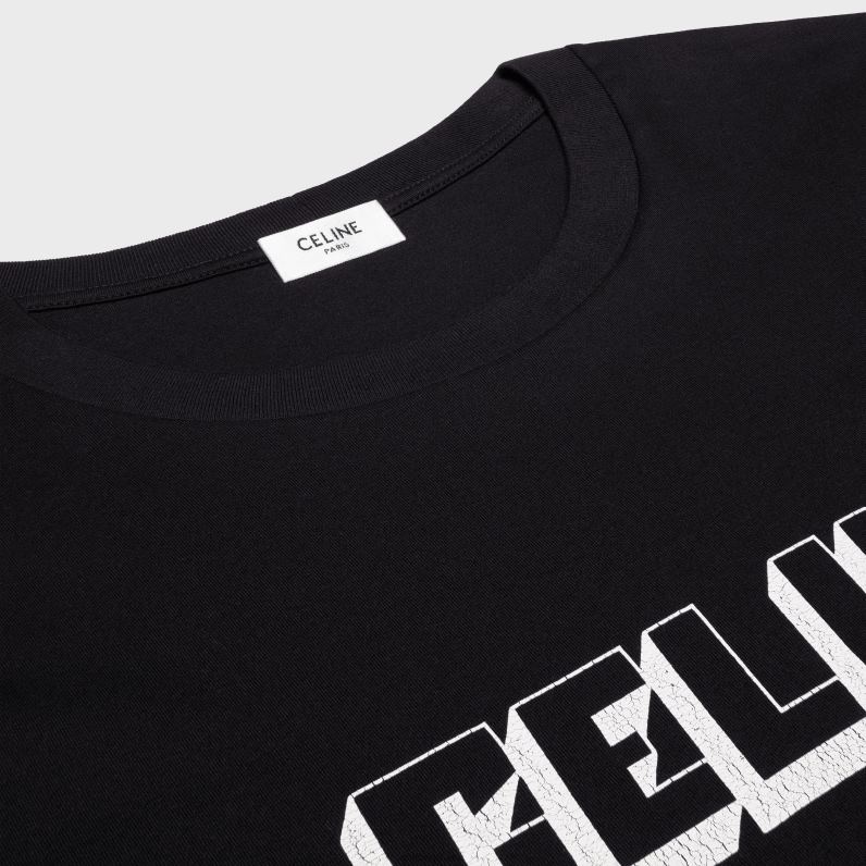 κανονικό μπλουζάκι σε βαμβακερή φανέλα άνδρες CELINE 640PT1930 ενδύματα μαύρο άσπρο