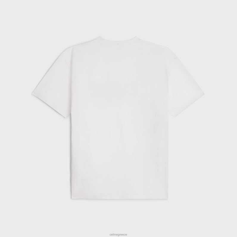 φαρδύ μπλουζάκι σε βαμβακερή φανέλα άνδρες CELINE 640PT1933 ενδύματα κιμωλία/μαύρο