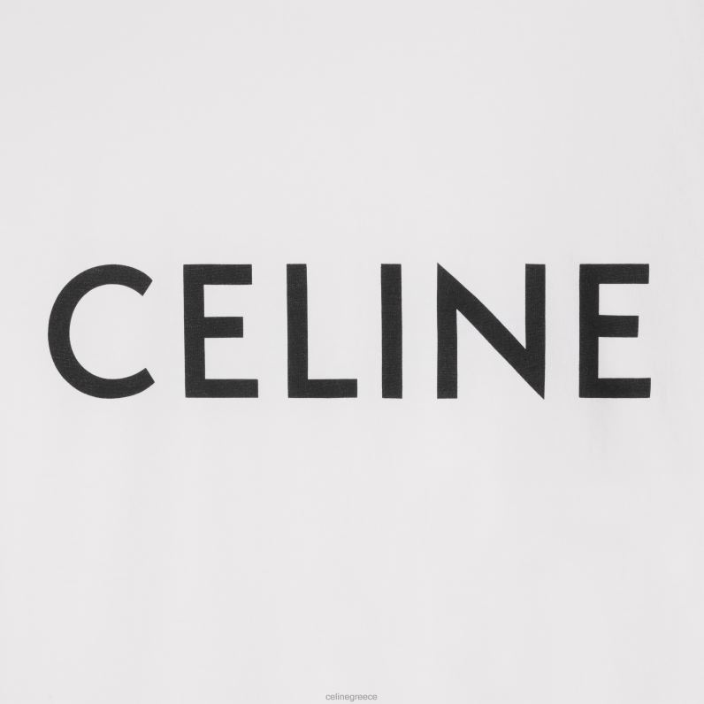 φαρδύ μπλουζάκι σε βαμβακερή φανέλα άνδρες CELINE 640PT1933 ενδύματα κιμωλία/μαύρο