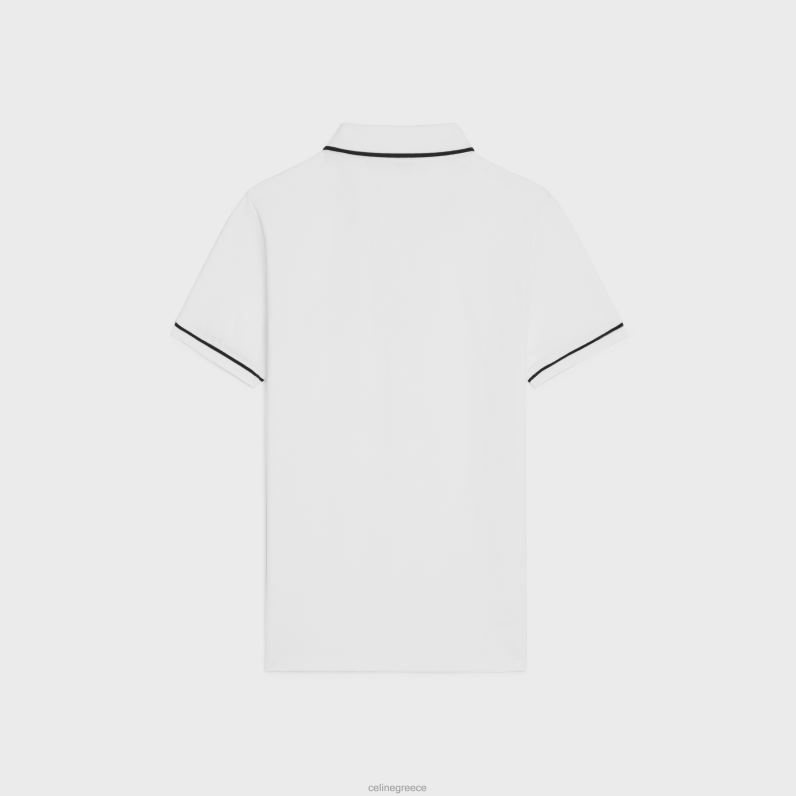 κλασικό μπλουζάκι πόλο σε βαμβακερό πικέ άνδρες CELINE 640PT1935 ενδύματα εκρού/μαύρο
