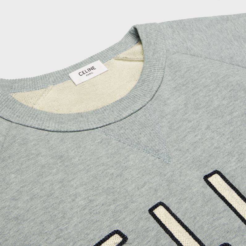 paris φαρδιά φούτερ από βαμβακερό φλις άνδρες CELINE 640PT1949 ενδύματα γκρι μελανζέ/εκρού/μαύρο