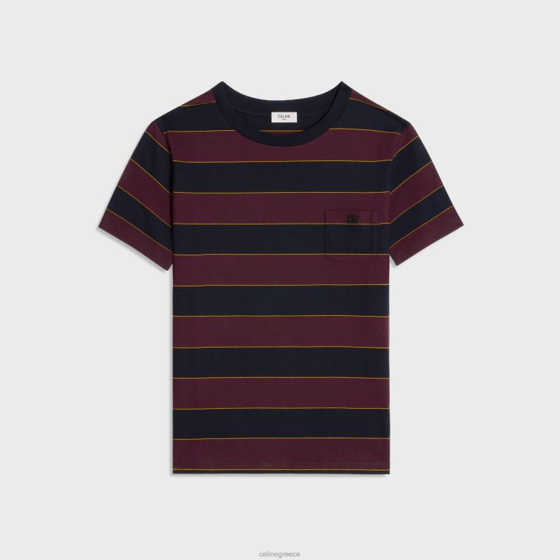 κανονικό μπλουζάκι triomphe σε ριγέ φανέλα άνδρες CELINE 640PT1818 ενδύματα μπορντό / ναυτικό / κίτρινο / υπόλευκο