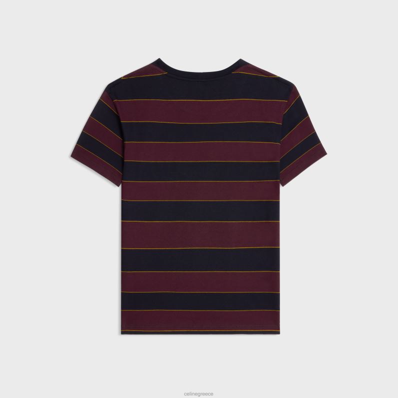 κανονικό μπλουζάκι triomphe σε ριγέ φανέλα άνδρες CELINE 640PT1818 ενδύματα μπορντό / ναυτικό / κίτρινο / υπόλευκο