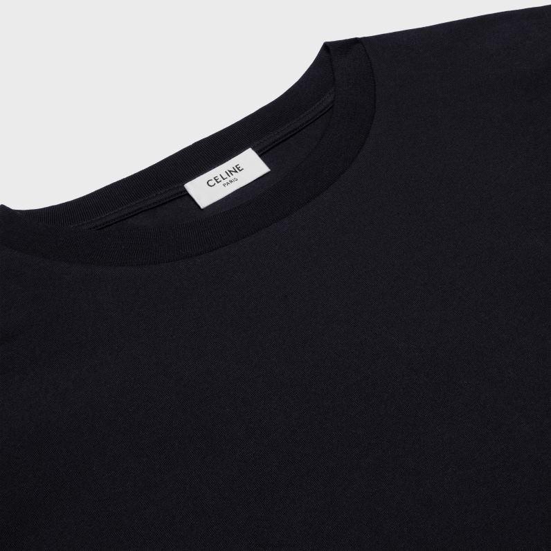 triomphe φαρδύ μπλουζάκι σε βαμβακερή φανέλα άνδρες CELINE 640PT1819 ενδύματα μαύρο άσπρο