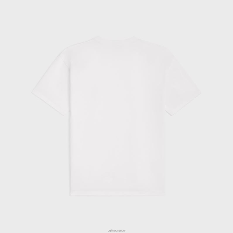 triomphe φαρδύ μπλουζάκι σε βαμβακερή φανέλα άνδρες CELINE 640PT1821 ενδύματα εκρού/μαύρο