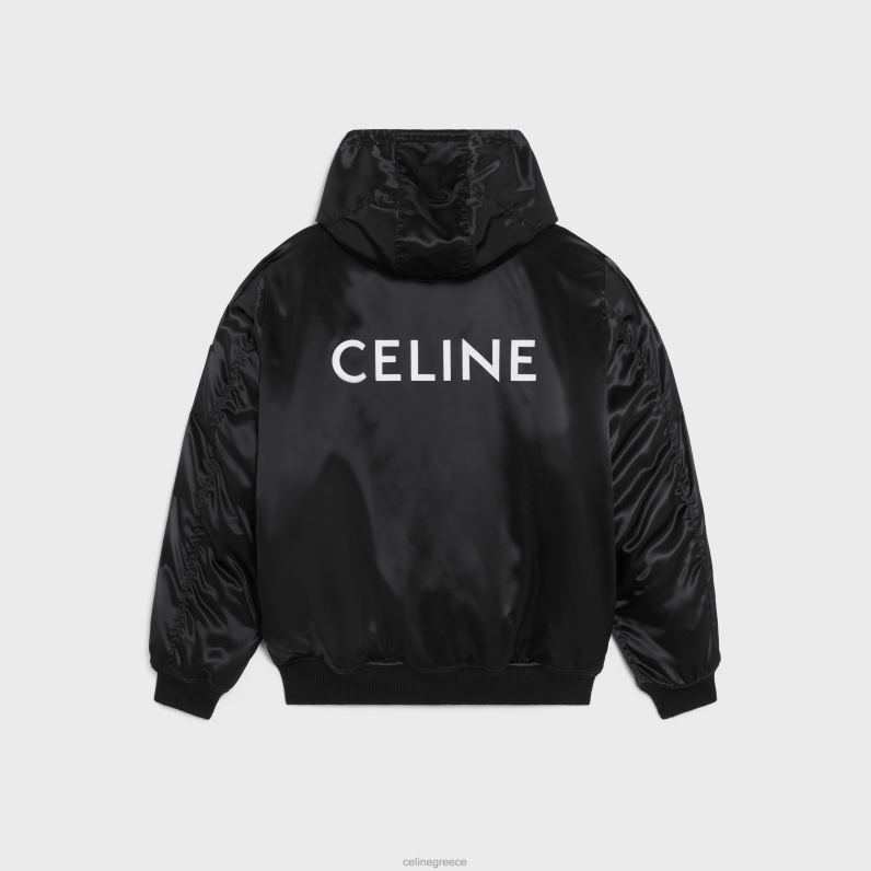 Bomber jacket από νάιλον σατέν φινίρισμα άνδρες CELINE 640PT1828 ενδύματα μαύρος